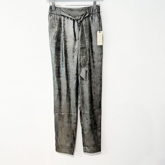 NEW Brochu Walker The Nives Paperbag Pant in Orbit Metallic Gunmetal Size XS - Picture 3 of 11